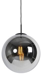 Lampa wisząca Art Deco czarna z dymionym szkłem 30 cm - Pallon Oswietlenie wewnetrzne