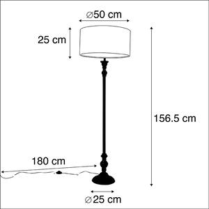 Klasyczna lampa podłogowa czarna klosz pawie oczka 50cm - Classico Oswietlenie wewnetrzne