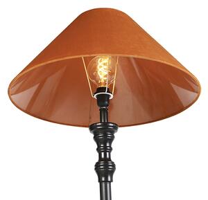 Klasyczna lampa podłogowa czarna klosz welurowy pomarańczowy 55cm - Classico Oswietlenie wewnetrzne