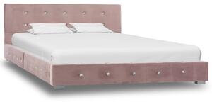 Rama łóżka, różowa, tapicerowana aksamitem, 120 x 200 cm
