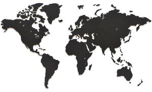 MiMi Innovations Drewniana mapa świata Luxury, czarna, 90x54 cm