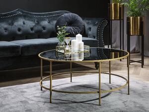 Elegancki stolik kawowy okrągły czarny złoty Florence Beliani