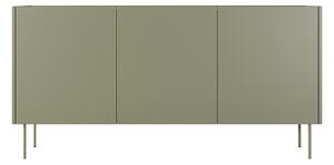 Trzydrzwiowa komoda Desin z 4 ukrytymi szufladami i metalowymi nogami 170 cm - oliwka / dąb nagano