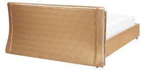 Podwójna rama łóżka skóra złota zakrzywiony zagłówek 140 x 200 cm glam Paris Beliani