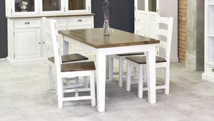 Stół z litego drewna biały - brązowy