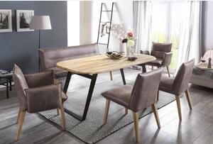Stół z litego drewna DĄB z czarnymi nogami, OHIO 180 x 90 cm