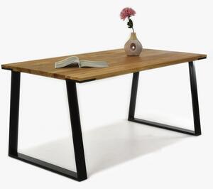 Stół z litego drewna - nogi z czarnej stali dąb, LOFT 160 x 90 cm