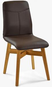 Krzesło skórzane ciemnobrązowe York - nogi dębowe