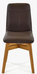 Krzesło skórzane ciemnobrązowe York - nogi dębowe