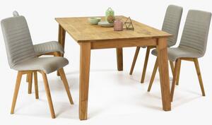 Drewniany stół jadalny Mirek dąb i krzesła Arosa szary