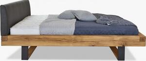Nowoczesne łóżko z litego dębu z metalowymi nogami, Laura 180 x 200