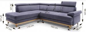 Nowoczesna sofa narożna Memo na drewnianych nogach więcej kolorów