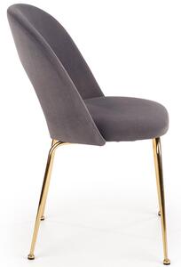 Stylowe krzesło tapicerowane złote nogi K385 - popielaty