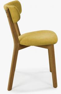 Krzesło tapicerowane - nogi dębowe, Amisa żółta
