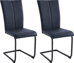 Granatowe krzesła Nils na czarnych płozach - 2 sztuki