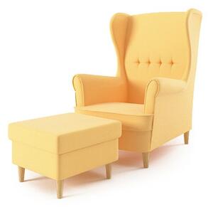 Fotel USZAK +podnóżek , Kolor - ŻÓŁTY