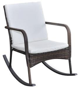 Ogrodowy fotel bujany, brązowy, rattan PE