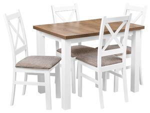 Zestaw stół z krzesłami dla 4 osób biały Z040 Biały/Dąb lefkas