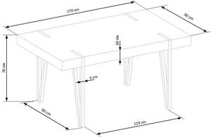 Industrialny stół do jadalni 170x90 dąb san remo loft
