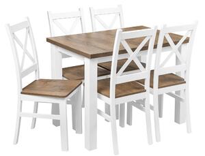 Stół z 5 krzesłami do kuchni jadalni Z065 Biały/Dąb Lefkas