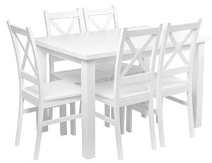 Stół z 5 krzesłami biały do kuchni jadalni Z067 Biały