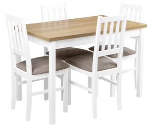 Zestaw stół z 4 krzesłami do kuchni jadalni X005 Biały/Dąb Grandson