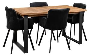 Stół nowoczesny 4 z krzesłami do salonu jadalni Y061 Czarny/Dąb Lefkas