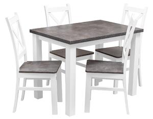 Stół z 4 krzesłami do kuchni jadalni Z052 Biały/Beton