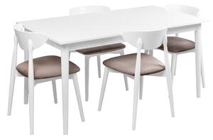 Stół rozkładany z 4 krzesłami do jadalni salonu S012 Biały