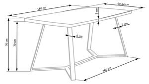 Industrialny stół do jadalni orzech loft 180x90 cm