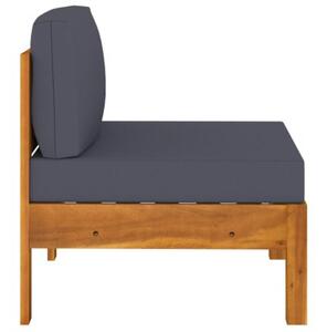 Sofa 3-osobowa ogrodowa z ciemnoszarymi poduszkami, akacjowa