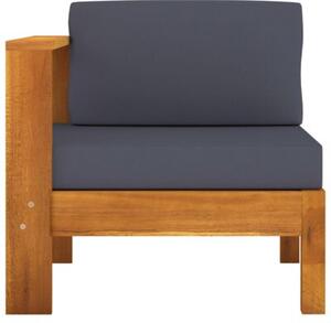 Sofa 3-osobowa ogrodowa z ciemnoszarymi poduszkami, akacjowa