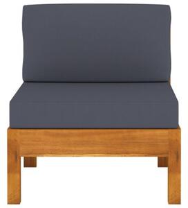 Sofa 3-osobowa ogrodowa z ciemnoszarymi poduszkami, akacjowa