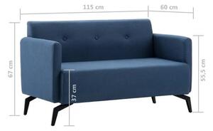Dwuosobowa sofa do salonu niebieska, pikowane oparcie