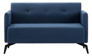 Dwuosobowa sofa do salonu niebieska, pikowane oparcie