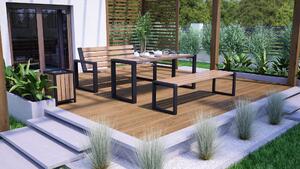 Drewniany komplet mebli tarasowych, stół z ławkami 150 cm