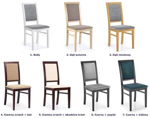 Drewniane krzesło tapicerowane Prince - Ciemny orzech + kremowa ekoskóra