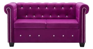Elegancka aksamitna fioletowa sofa z kryształkami