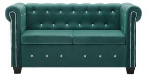 Zielona dwuosobowa sofa Chesterfield do gabinetu