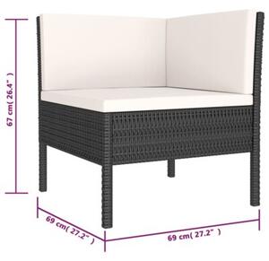 Zestaw Mebli Ogrodowych Komplet Wypoczynkowy Z Poduszkami 6-Częściowy Czarny Rattan Na Taras Balkon Ogród