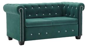 Zielona dwuosobowa sofa Chesterfield do gabinetu