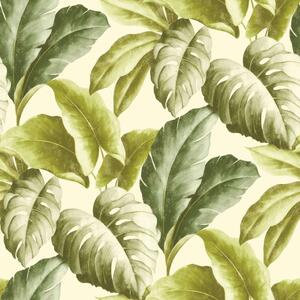 DUTCH WALLCOVERINGS Tapeta z motywem liści, zielono-biała