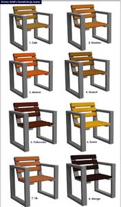 Krzesło ogrodowe metalowe z drewnianym siedziskiem Norin Gray - 8 kolorów