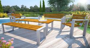 Metalowy stół na taras z drewnianym blatem 180x75x76 Norin 3Z - 9 kolorów