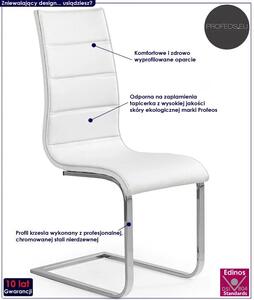 Białe krzesło tapicerowane metalowe - Baster