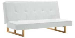 Biała rozkładana sofa na nóżkach, kanapa z ekoskóry do poczekalni