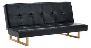 Czarna rozkładana kanapa z ekoskóry, sofa scandi