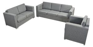 Komplet wypoczynkowy szary - dwie kanapy z fotelem