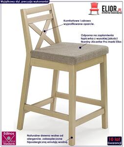 Drewniane skandynawskie krzesło barowe dąb sonoma - Lidan
