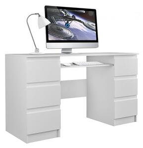 Białe biurko z szufladami 130x51cm komputerowe
